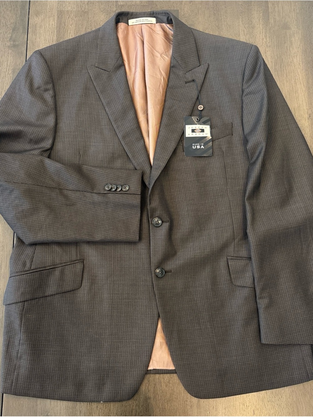 Joseph Abboud Wool Sport Coat Charcoal Gray Houndstooth Two-Button Blazer